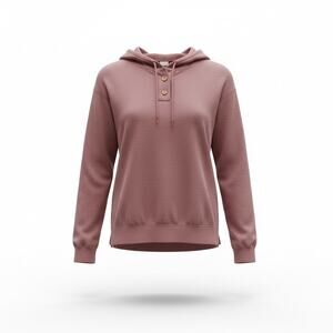 LOFT Outlet Mauve Hooded Henley Top Women’s Small S 4 6